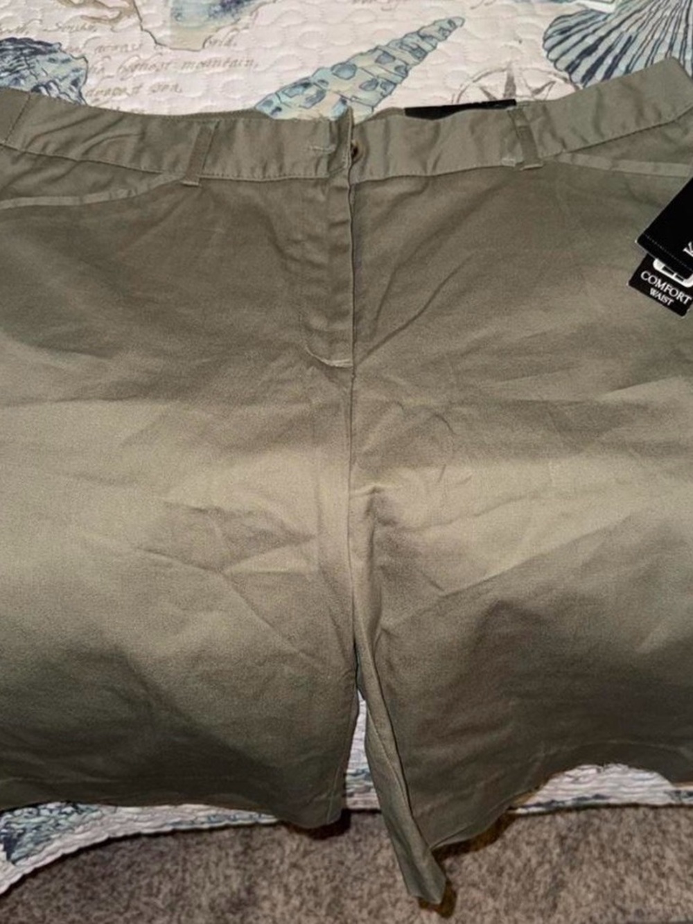 Kim Rogers Men's Olive Green Flat-Front Shorts
